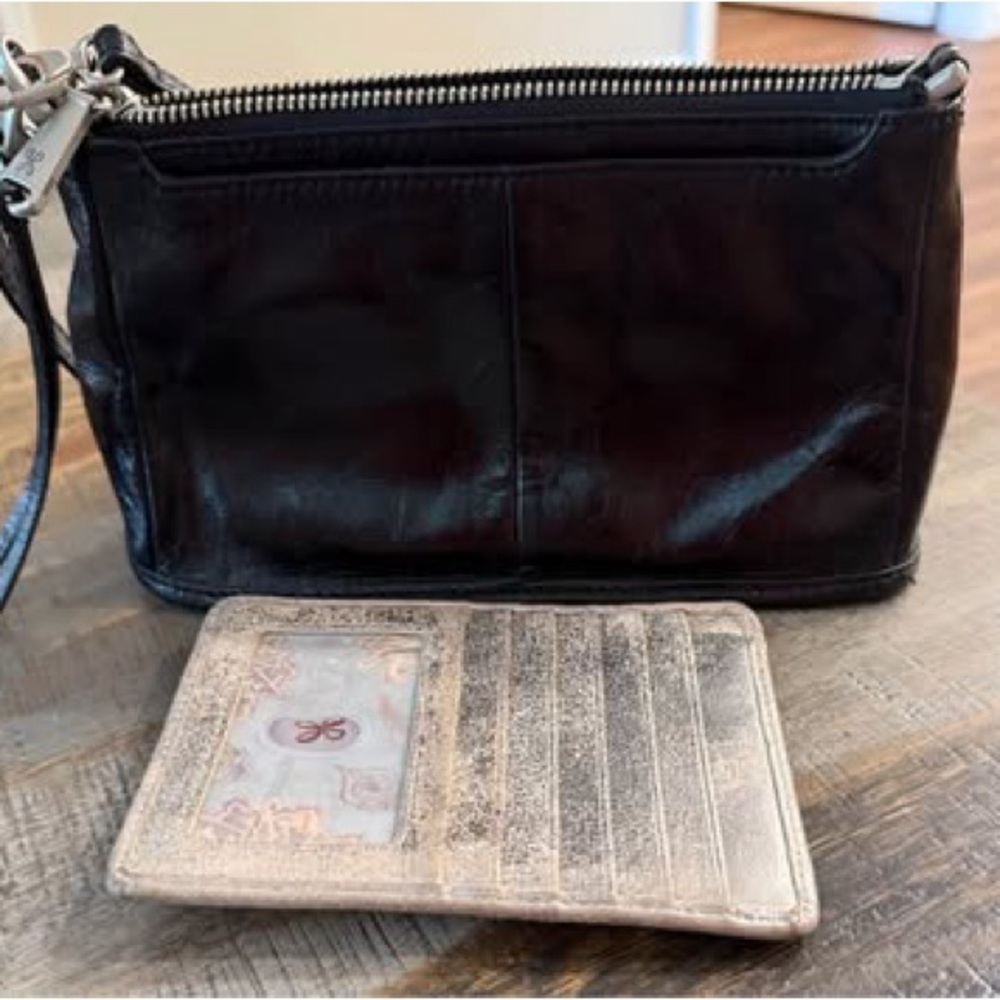 HOBO Black Leather Clutch with Wristlet